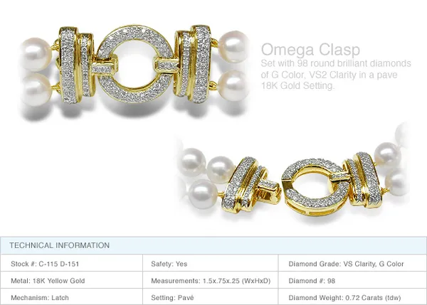 Omega Clasp a 18K Gold and Diamond Clasp