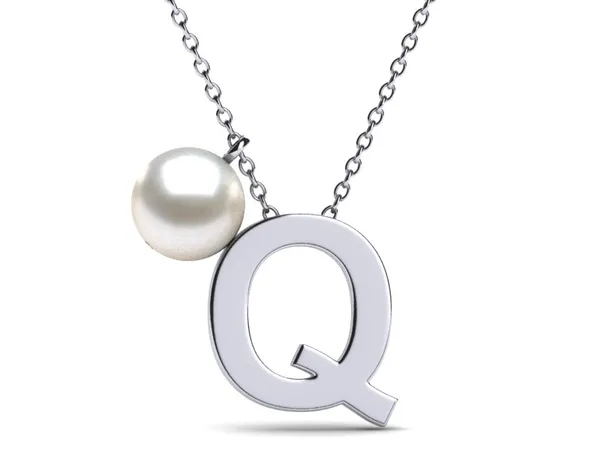 Initial Pearl Necklace Letter Q
