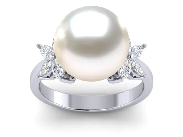 White South Sea Diamond X Style Ring