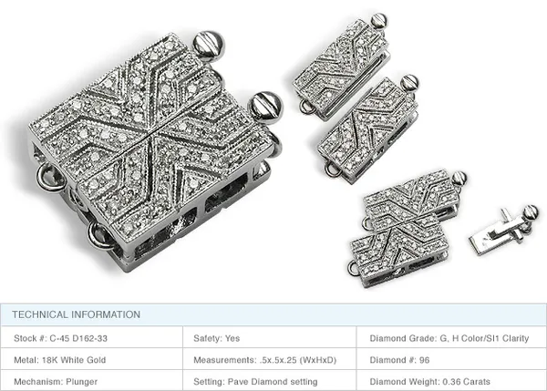 Venetian Twin Clasp - 18k White Gold and Diamond Accent