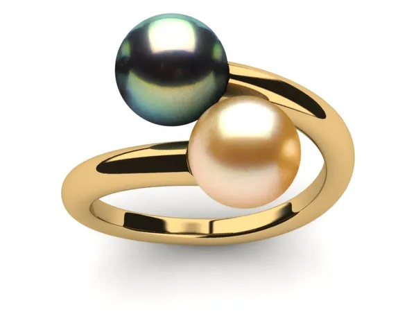 Tahitian Pearl Twin Ring Golden Green