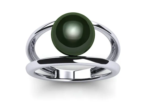 Tahitian Pearl Leo II Engagement Ring and Wedding Band Set