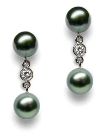 Swinging Tahitian Pearl and Diamond Earring