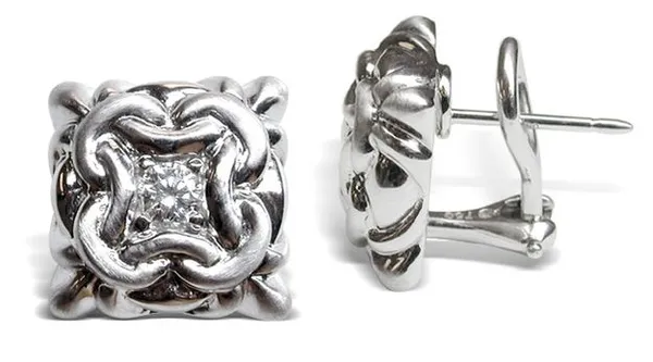 18K White Gold & Diamond Earrings