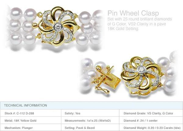 Pin Wheel Clasp a 18K Gold and Diamond Clasp
