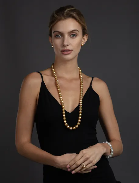 10 x 12mm Opera Golden Pearl Necklace
