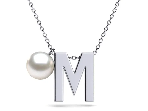 Initial Pearl Necklace Letter M