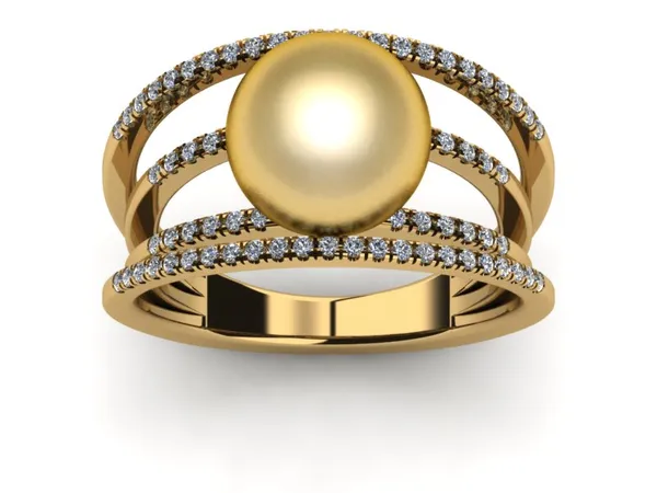 Golden Pearl Gyroscope Ring