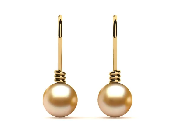 Golden Pearl Twisted Shepherd Hook Earring