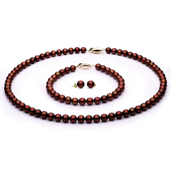 Complete set of AAA Quality 6.5-7.0 mm Mocha Freshwater Pearls