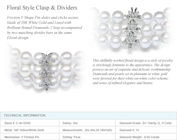 Floral Clasp with Diamond Accents - 18k Gold