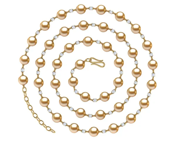 36 Inch Golden Pearl and Diamond Timeless Necklace