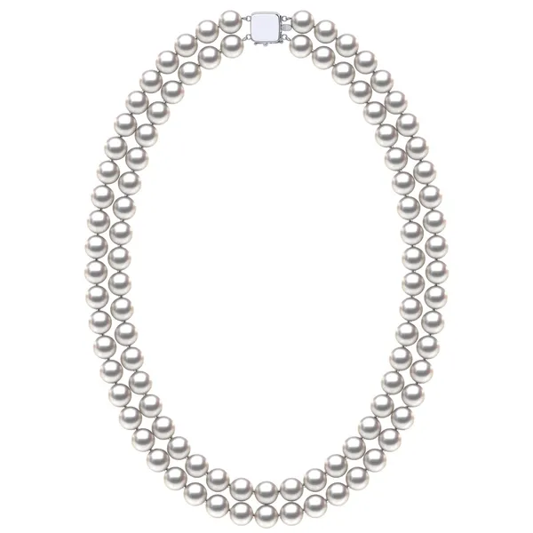 TRUE AAA Quality 8 x 8.5mm White Akoya Cultured Pearl Double Strand Necklace