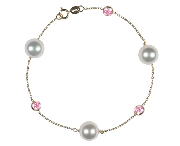 Japanese Akoya Pearl and Pink Sapphire Bracelet