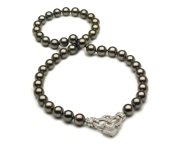 8.5 x 10mm Tahitian Pearl Necklace with Diamond Enhancer