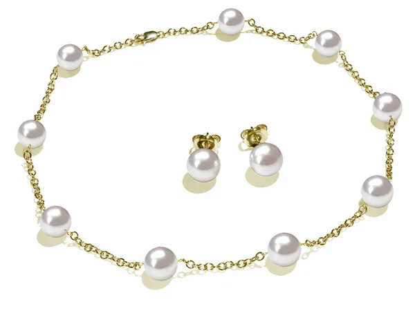 9 x 9.5mm White South Sea Cultured Pearl Tin Cup Necklace