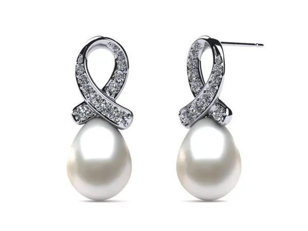 Freshwater Pearl Pink Ribbon Earring