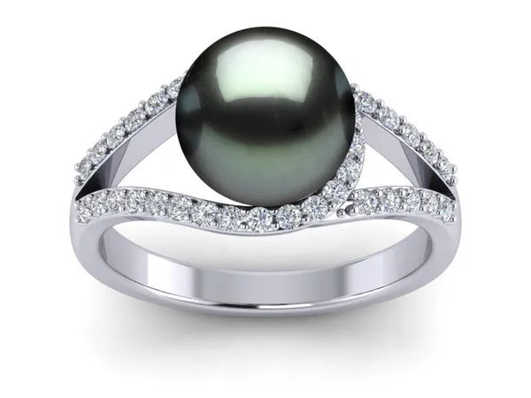 Tahitian South Sea Pearl & Diamond Luna Ring