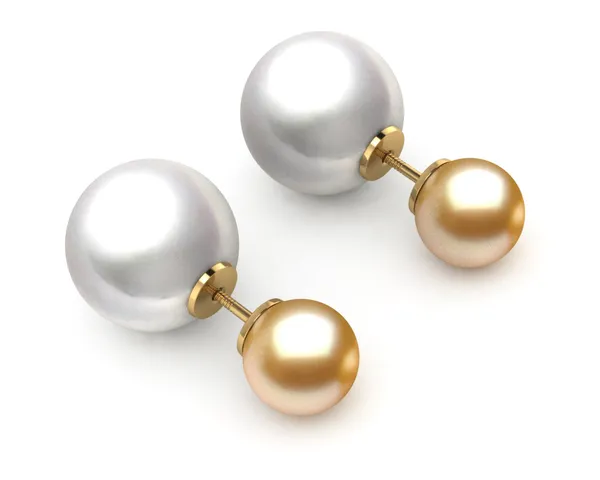 White Pearl & Golden Duplex South Sea Pearl Earring