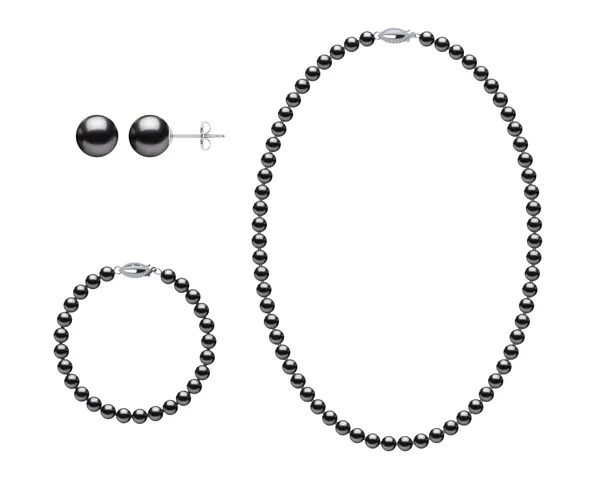 5.5 x 6mm Black Freshwater Pearl Set