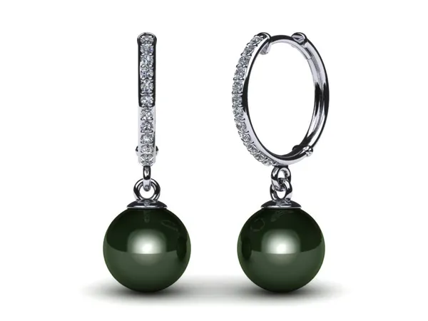 Tahitian Pearl Earring Huggie Diamond