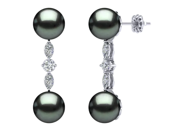 Tahitian Pearl Earring Marquise Round Drop