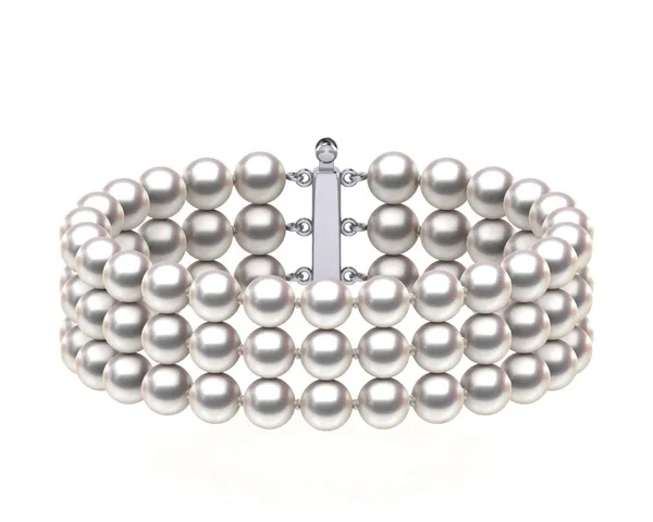 6 x 6.5mm White Akoya Triple Strand Bracelet