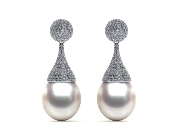 South Sea Pearl Oval Pave Earring