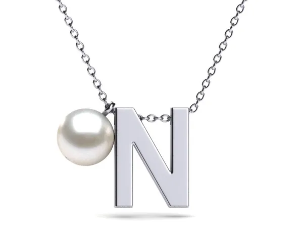 Initial Pearl Necklace Letter N