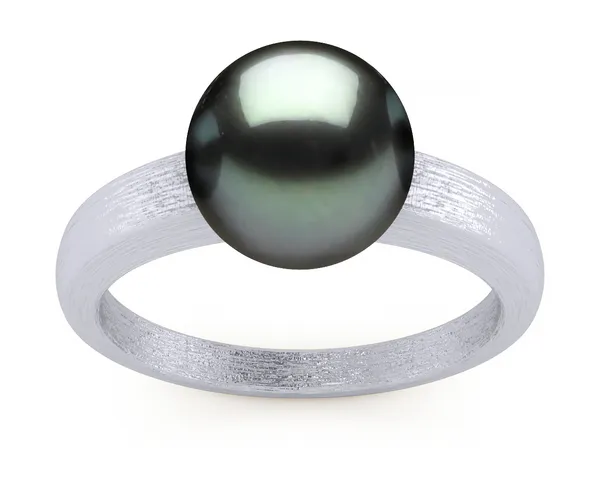 Tahitian Pearl Steel Ring Brush Finish