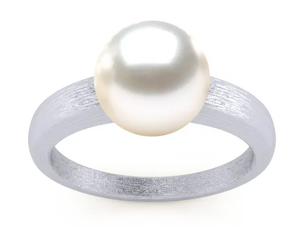 South Sea Pearl Steel Ring Brush Finish