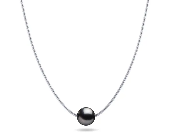 Tahitian Dark Black Pearl On Snake Chain