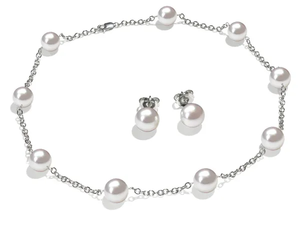 9 x 9.5 mm White South Sea Cultured Pearl Tin Cup Necklace