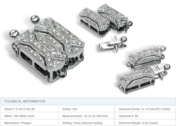 Double X 18K White Gold Clasp