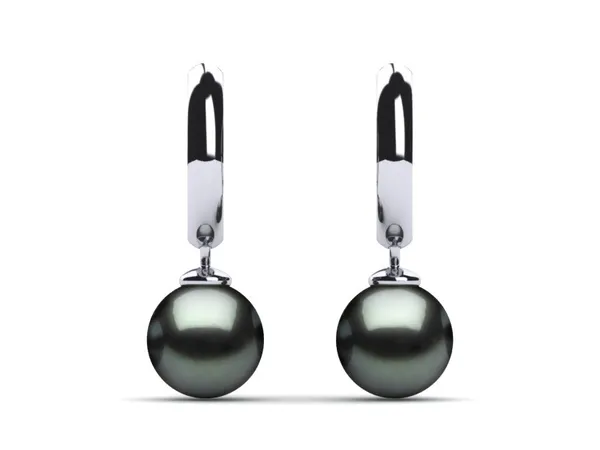 Tahitian Pearl 2.5mm Wide Hoop Earring