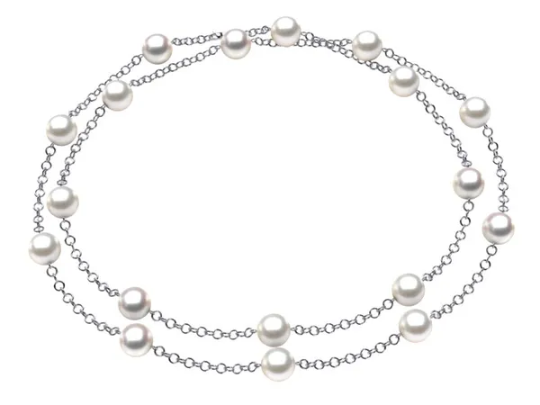 Akoya TRUE AAA Quality 32 Inch Tin Cup Necklace on Rolo Chain