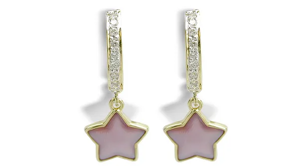 SOLD - Star Dangle a Mother of Pearl Earrings
