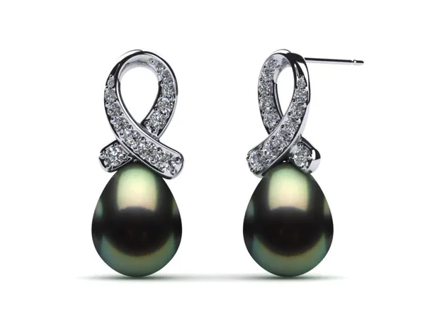 Tahitian Pearl Pink Ribbon Earring