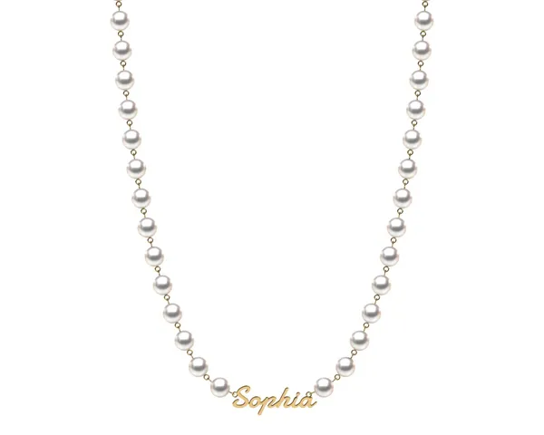 TRUE AAA QUALITY Akoya Cultured Pearl Name Tag Necklace