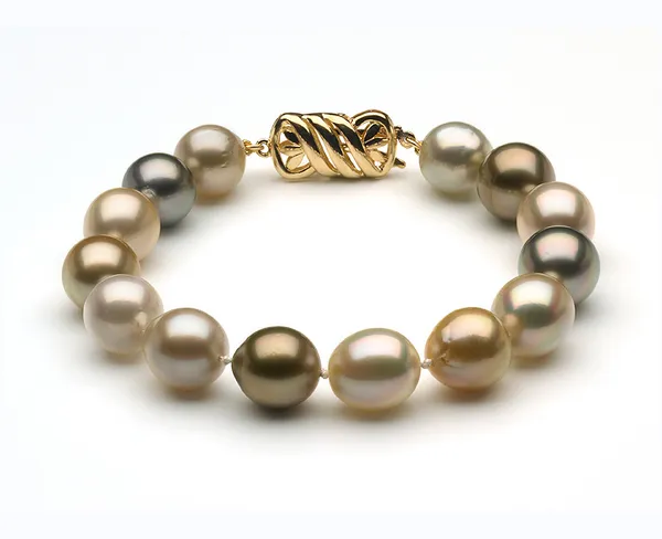 10 to 11mm South Sea Pearl Bracelet Multicolor Baroque