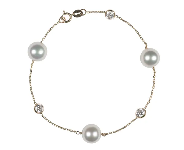 Japanese Akoya Pearl Tin Cup Bracelet
