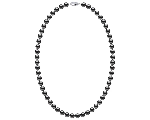6.5-7.0 mm AAA Dark Black Freshwater Pearl Necklace With Sterling Silver Clasp
