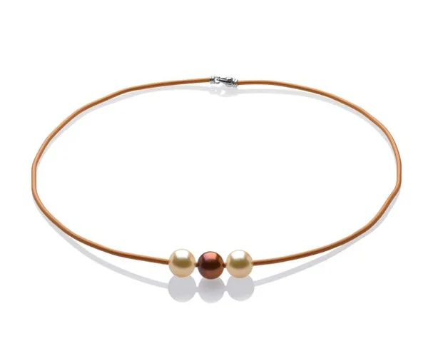 Triple Pearl and Cord Necklace