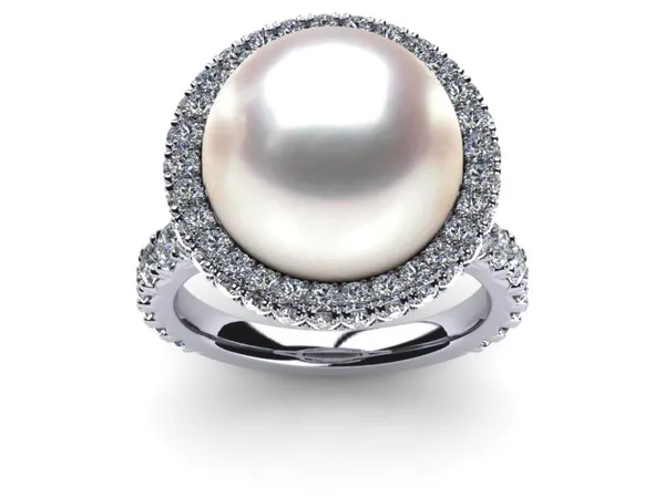 South Sea Pearl Split Shank Halo Ring