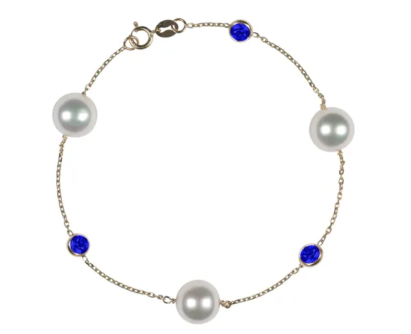 Japanese Akoya Pearl and Sapphire Bracelet