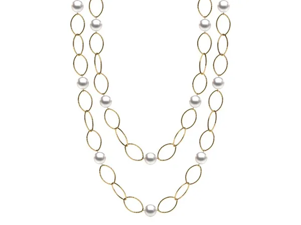 36 Inch South Sea Pearl 10mm Hammered Link Necklace