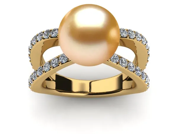 Golden South Sea Pearl Saturn Ring