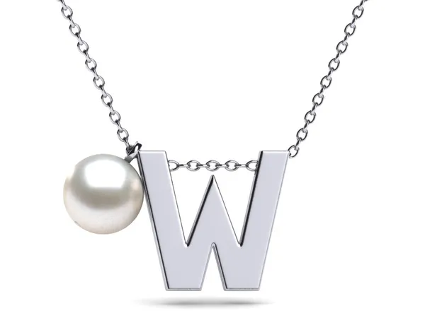 Initial Pearl Necklace Letter W