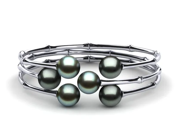 Tahitian Pearl Bamboo Bangle Bracelet | Sold Individually