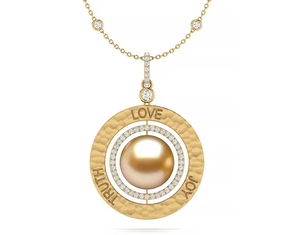 Golden South Sea Love Truth Joy Amulet Necklace